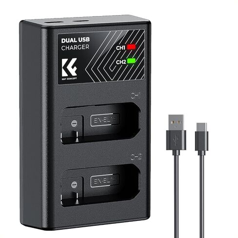 EN-EL14 EN EL14a Battery Charger, Charger Compatible with Nikon D3500, D5600, D3300, D5100, D5500, D3100, D3200, D5200, D5300, D3400, DF, Coolpix P7000, P7100, P7700, P7800 Cameras and More in Kuwait