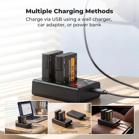 EN-EL14 EN EL14a Battery Charger, Charger Compatible with Nikon D3500, D5600, D3300, D5100, D5500, D3100, D3200, D5200, D5300, D3400, DF, Coolpix P7000, P7100, P7700, P7800 Cameras and More in Kuwait