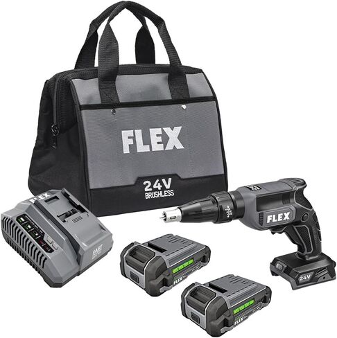 FLEX 24V Brushless Cordless Drywall Screw Gun Kit with (2) 2.5Ah Lithium Batteries and 160W Fast Chargers - FX1611-2AA in Kuwait
