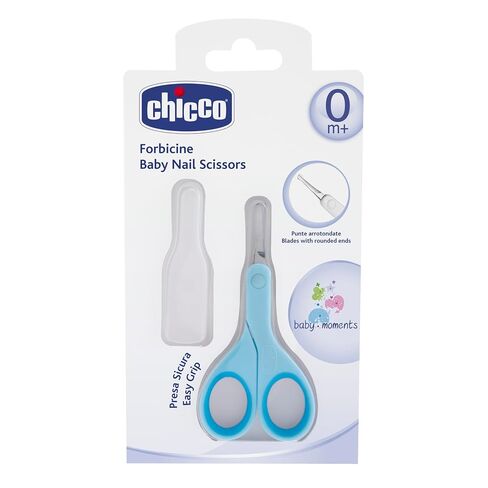 Chicco Nail Scissors for Babies and Children, Stainless Steel Baby Scissors with Curved Blades and Rounded Tips, Protective Case, Non-Slip Rubber Handle, Baby Accessories for Newborns from 0 Months in Kuwait