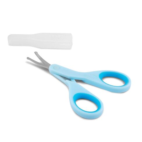 Chicco Nail Scissors for Babies and Children, Stainless Steel Baby Scissors with Curved Blades and Rounded Tips, Protective Case, Non-Slip Rubber Handle, Baby Accessories for Newborns from 0 Months in Kuwait