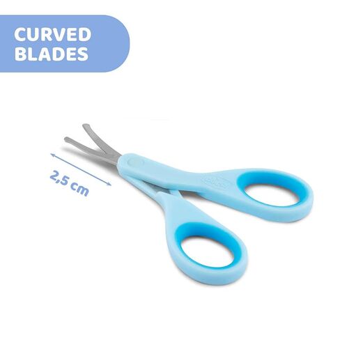 Chicco Nail Scissors for Babies and Children, Stainless Steel Baby Scissors with Curved Blades and Rounded Tips, Protective Case, Non-Slip Rubber Handle, Baby Accessories for Newborns from 0 Months in Kuwait