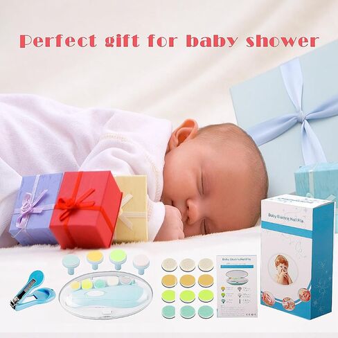 Baby Nail Trimmer Electric Nail File Baby Nail Clippers, 20 in 1 Safe Nail Filer Grinder Kit for Newborn Infant Toddler Kids or Adults Toes Fingernails Care Trim Polish, Led Light and Grinding Heads in Kuwait