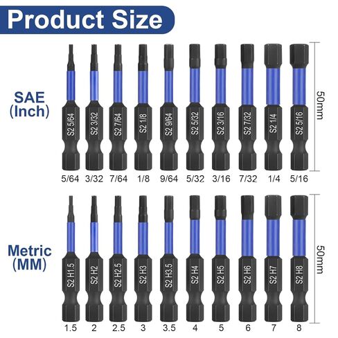 HPHOPE Impact Hex Head Allen Wrench Drill Bit Set 10 Pcs - 4"(Metric) | Premium S2 Steel, CNC Machined Tips with Magnetism, Storage Box, 1/4" Hex-Shank for Automotive and Home Repairs in Kuwait