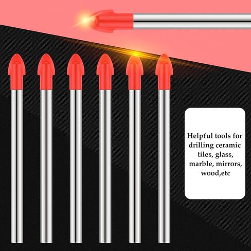 20 Pieces 6 mm Tile Drill Bits Cemented Carbide Masonry Drill Bits for Glass Multi-Material Concrete Cement Ceramic Carbide Plastic Brick Wall, Orange in Kuwait