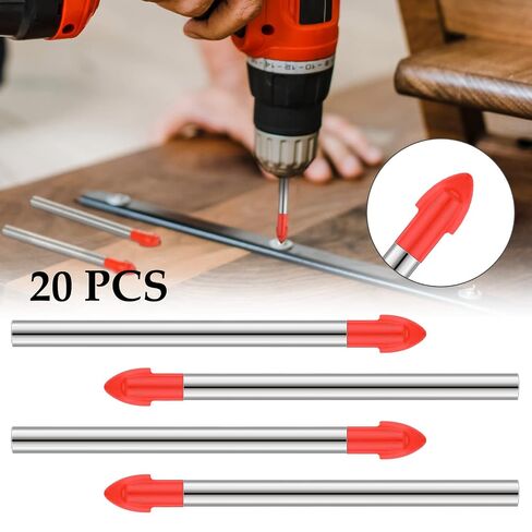20 Pieces 6 mm Tile Drill Bits Cemented Carbide Masonry Drill Bits for Glass Multi-Material Concrete Cement Ceramic Carbide Plastic Brick Wall, Orange in Kuwait