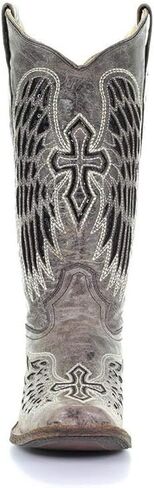Corral Womens Brown - Black Wing & Cross Sequence Sq. Toe, Size: 8.5, Width: W (A1197-LD-W-8.5) in Kuwait