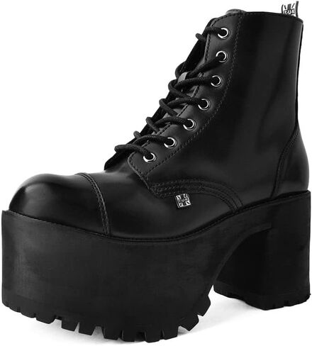 T.U.K. Brush-Off Nosebleed Boots for Women, 7-Eye Lace Up Ankle Boot | 3.5" platform sole with cushioned insole, brush-off vegan leather finish, durable construction, built for all-day comfort in Kuwait