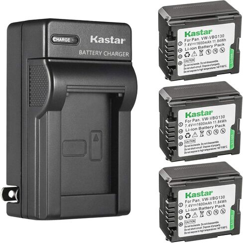 Kastar 1-Pack VW-VBG130 Battery and AC Wall Charger Replacement for Panasonic SDR-H90, SDR-H90K, SDR-H90P, SDR-H90PC, VDR-D50, VDR-D51, VDR-D210, VDR-D220, DMW-BLA13, VW-VBG070, VW-VBG130, VW-VBG260 in Kuwait