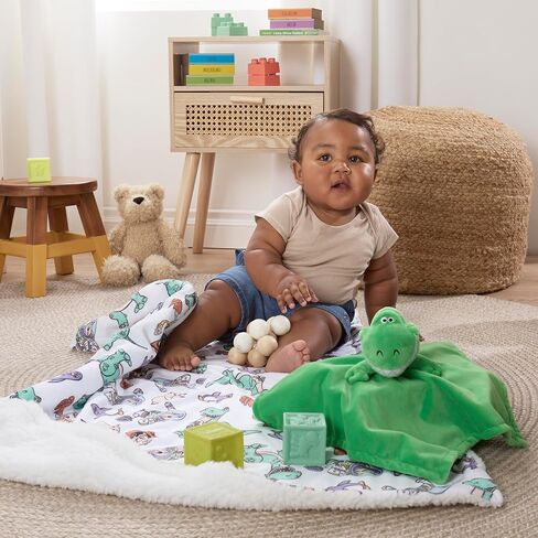 NoJo Disney Toy Story Play All Day Sherpa Baby Blanket - Woody, Buzz, Rex, Wheezy, and Hamm, Teal, Blue, and White (an Official Disney Licensed Product) in Kuwait