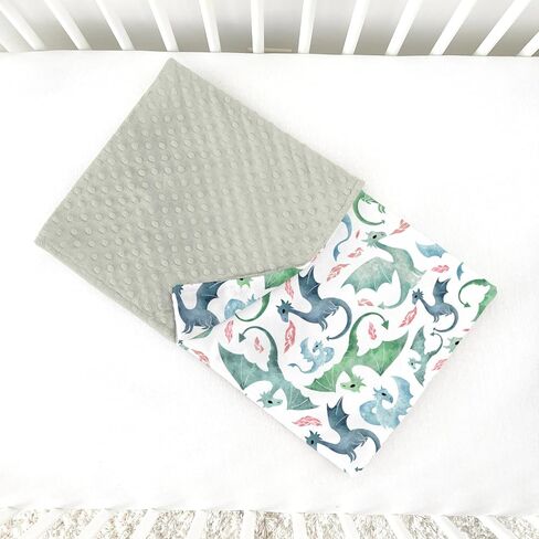Blue Green Baby Blankets for Boys 30" x 40", Soft Double Layer Minky Blanket with Dotted Fleece Back, Nursery Bed Receiving Quilt Newborn Infant Toddler Shower Gift Whimsical Dragons Theme in Kuwait