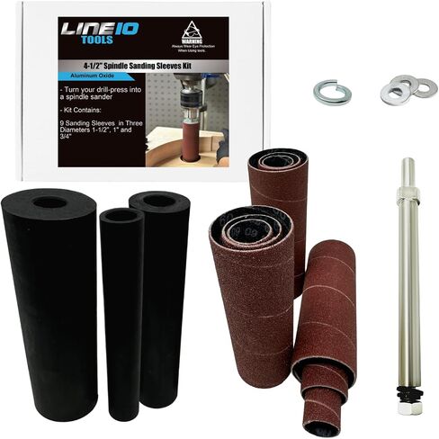 4-1/2 Inch Long Spindle Sander Attachment Kit for Drill Press Sanding Drum and Sleeve Kit, 3/8 Inch Shank, 60, 80 and 120 Grit in Kuwait