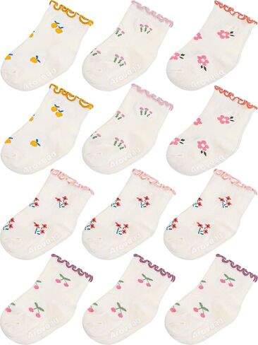 Aroveea Baby Toddle Socks Grip Non Slip Kids Boys Girls Cotton 12 Pack Ankle Cute Newborn Socks in Kuwait