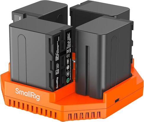 SmallRig 4 Pack 7800mAh Replacement Battery for Sony NP-F970, 4-Slot Battery Charger, with PD 100W Fast Charging, Power Supply for DSLR Camera, LED Light, Monitor in Kuwait