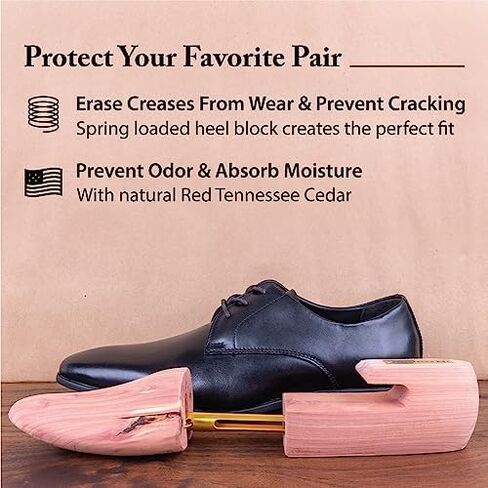 FootFitter Cedar Shoe Trees, Split Toe Wide Heel (Women's 8.5-10) Two Pack | Aromatic USA Cedar Preserves Shape & Controls Odor, Ensures Even Support for Dress, Casual & Boot Styles in Kuwait