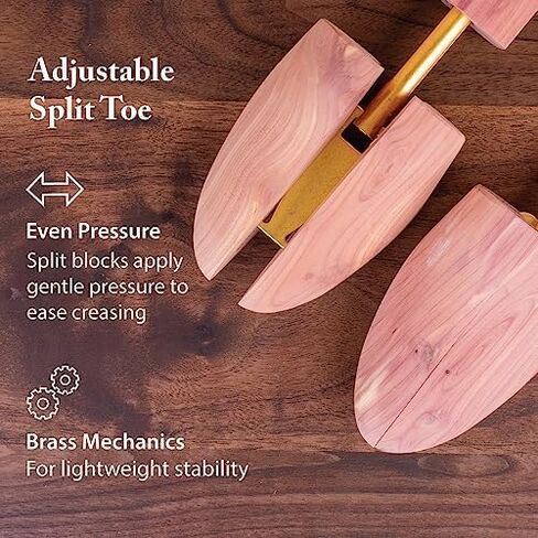 FootFitter Cedar Shoe Trees, Split Toe Wide Heel (Women's 8.5-10) Two Pack | Aromatic USA Cedar Preserves Shape & Controls Odor, Ensures Even Support for Dress, Casual & Boot Styles in Kuwait