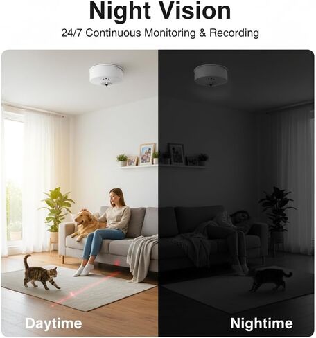 ULar 1080P HD Smoker Detector Camera with WiFi6 Remote View | 940nm Night Vision, PIR Motion Detection, Built-in Battery Lasts Long, Low Power Consumption,For Home Office,No Audio in Kuwait