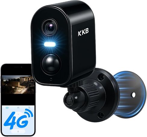 KKB 4G LTE Cellular Security Cameras Wireless Outdoor, Magnetic Mount, 2K No WiFi Security Camera Indoor Battery Powered Built-in SIM, Off-Grid Camera Without Internet, Night Vision, AI Detection in Kuwait