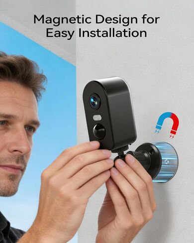 KKB 4G LTE Cellular Security Cameras Wireless Outdoor, Magnetic Mount, 2K No WiFi Security Camera Indoor Battery Powered Built-in SIM, Off-Grid Camera Without Internet, Night Vision, AI Detection in Kuwait