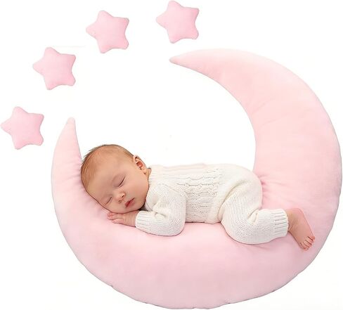 Newborn Photography Props, Baby Moon Pillow Infant Photography Props Set | Soft Newborn Photography Posing Pillows with Moon and Star Celestial Decor for Infant Photography (Pink) in Kuwait