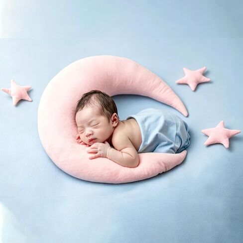 Newborn Photography Props, Baby Moon Pillow Infant Photography Props Set | Soft Newborn Photography Posing Pillows with Moon and Star Celestial Decor for Infant Photography (Pink) in Kuwait