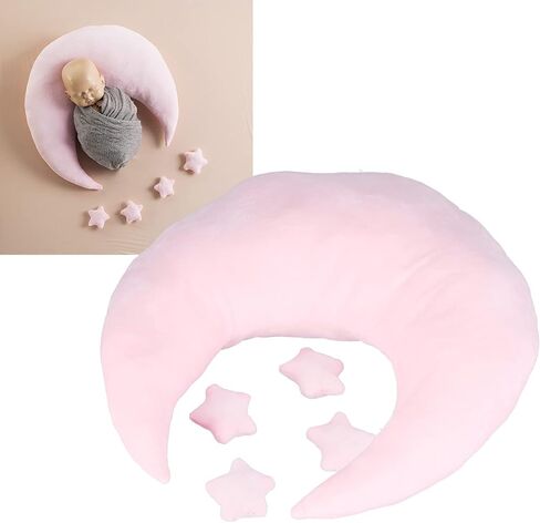 Newborn Photography Props, Baby Moon Pillow Infant Photography Props Set | Soft Newborn Photography Posing Pillows with Moon and Star Celestial Decor for Infant Photography (Pink) in Kuwait