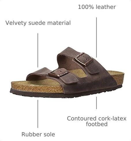 Birkenstock Unisex Arizona Soft Footbed Sandal, Habana Oiled Leather, 45 M EU/12-12.5 B(M) US Men in Kuwait