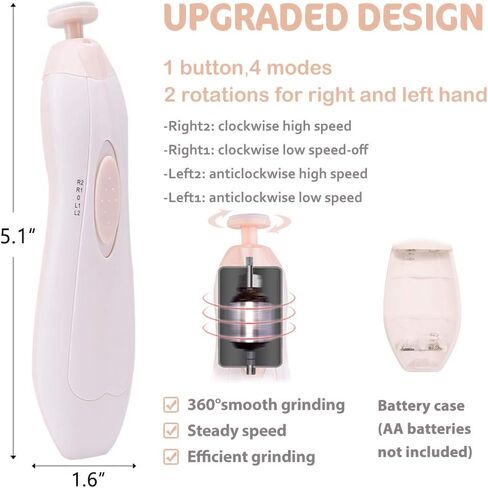 Baby Nail Trimmer Electric Nail File Baby Nail Clippers, 20 in 1 Safe Nail Filer Grinder Kit for Newborn Infant Toddler Kids or Adults Toes Fingernails Care Trim Polish, Led Light and Grinding Heads in Kuwait