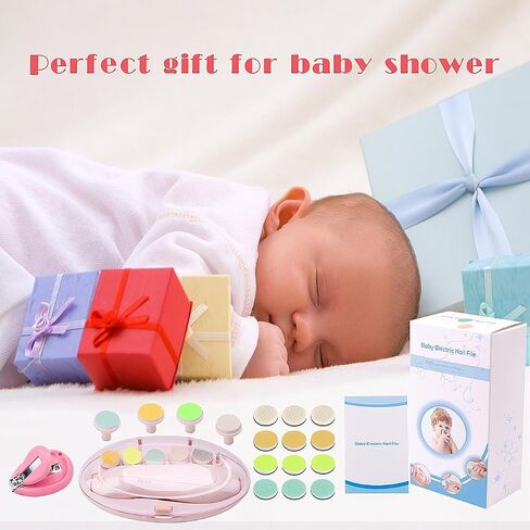 Baby Nail Trimmer Electric Nail File Baby Nail Clippers, 20 in 1 Safe Nail Filer Grinder Kit for Newborn Infant Toddler Kids or Adults Toes Fingernails Care Trim Polish, Led Light and Grinding Heads in Kuwait