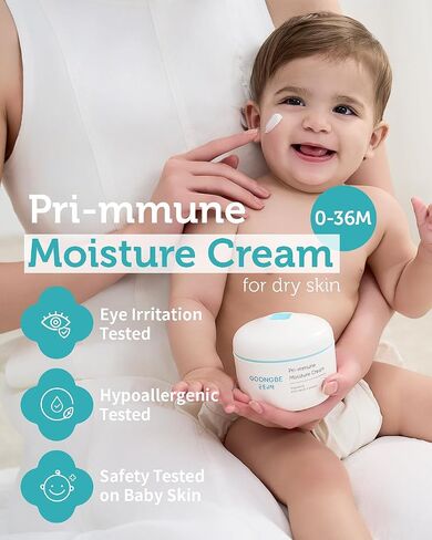 GOONGBE Pri-mmune Moisture Cream - Korean Baby Body Cream with Shea Butter - Hypoallergenic Gentle Daily Moisturizer for Dry Skin - Fast Absorbing, Naturally Derived Non-Sticky Cream, 6.1oz. 2 Pack in Kuwait