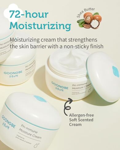 GOONGBE Pri-mmune Moisture Cream - Korean Baby Body Cream with Shea Butter - Hypoallergenic Gentle Daily Moisturizer for Dry Skin - Fast Absorbing, Naturally Derived Non-Sticky Cream, 6.1oz. 2 Pack in Kuwait