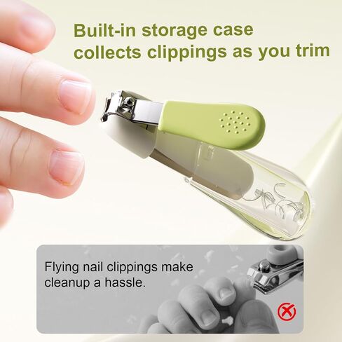 Baby Nail Clippers for Newborns, Infants & Toddlers, Curved Blade | Stainless Steel, Built-in Nail Catcher, Ergonomic Non-Slip Handle, Portable Baby Grooming Tool, Green in Kuwait