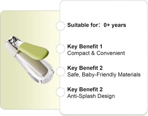 Baby Nail Clippers for Newborns, Infants & Toddlers, Curved Blade | Stainless Steel, Built-in Nail Catcher, Ergonomic Non-Slip Handle, Portable Baby Grooming Tool, Green in Kuwait
