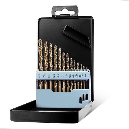 Drill Bit Set, 13pcs (1/16" - 1/4") M35 HSS Twist Cobalt Drill Bits for Stainless Steel, Hardened Steel, Cast Iron, Plastic and Wood in Kuwait