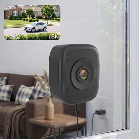 5MP 3K Window Camera, 2Pack No Drill Indoor Window Camera for Outdoor Security, Full Color Night Vision, Easy & Quick Installation, 24/7 Recording, 5GHz ＆ 2.4GHz WiFi, AI Human Vehicle Detection in Kuwait