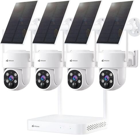 Kittyhok PT Solar Camera Security Outdoor, 2K FHD Wireless Security Camera | Solar Powered, Color Night Vision, 360° Viewing, Human Detection, Spotlight for Home Security, Local Storage, Black in Kuwait