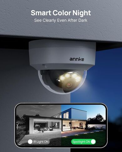 ANNKE 16 Channel Security Camera System 4K PoE, Color Night Vision, 4TB HDD | 8pcs 8MP Wired Dome IP Cams, AI Motion Detection, Built-in Mic, Spotlight Smart Dual Light, Compatible with Alexa, Not PTZ in Kuwait