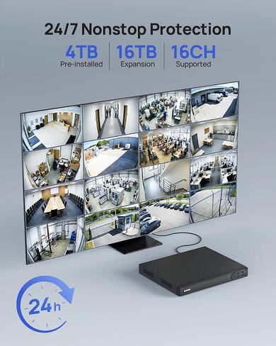 ANNKE 16 Channel Security Camera System 4K PoE, Color Night Vision, 4TB HDD | 8pcs 8MP Wired Dome IP Cams, AI Motion Detection, Built-in Mic, Spotlight Smart Dual Light, Compatible with Alexa, Not PTZ in Kuwait