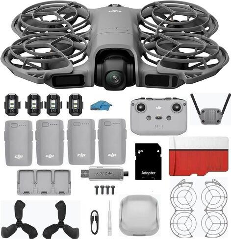 DJI Neo 2 Fly More Combo with 2-Year Warranty & 4-Battery Bundle | RC-N3 Remote 4K Drone | Includes 128GB MicroSD, Strobe Lights & Card Reader in Kuwait