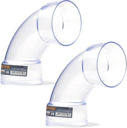 POWERTEC 70368-P2 4 Inch ID 90 Degree Elbow for 4 Inch OD Dust Collection Pipes, Adapters and Fittings (Clear), 2 pack in Kuwait