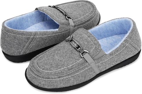 ERGOfoot Women Orthopedic Slippers with Arch Support,Anti-Skid,Grey/W10 | Moccasin House Shoes for Pain Plantar Fasciitis,Removable Orthotic Insoles, Slip-on, Indoor Outdoor, Wide Foot in Kuwait