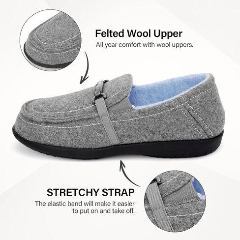 ERGOfoot Women Orthopedic Slippers with Arch Support,Anti-Skid,Grey/W10 | Moccasin House Shoes for Pain Plantar Fasciitis,Removable Orthotic Insoles, Slip-on, Indoor Outdoor, Wide Foot in Kuwait