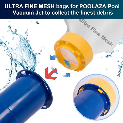 POOLAZA Pool Vacuum Bag Replacement for T3310 Series, Standard & Fine Mesh | 2-Pack Replacement Bags, Standard Mesh for Leaves & Debris, Ultra Fine Mesh for Small Particles, Secure Twist Lock Design in Kuwait