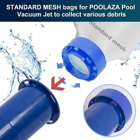 POOLAZA Pool Vacuum Bag Replacement for T3310 Series, Standard & Fine Mesh | 2-Pack Replacement Bags, Standard Mesh for Leaves & Debris, Ultra Fine Mesh for Small Particles, Secure Twist Lock Design in Kuwait