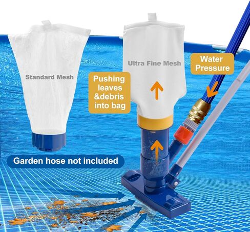 POOLAZA Pool Vacuum Bag Replacement for T3310 Series, Standard & Fine Mesh | 2-Pack Replacement Bags, Standard Mesh for Leaves & Debris, Ultra Fine Mesh for Small Particles, Secure Twist Lock Design in Kuwait