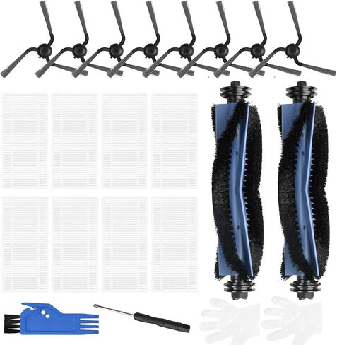 Replacement Parts Compatible with eufy Robot Vacuum C10, 8 Filter Sets + 8 Side Bruhses + 2 Rolling Brushes accessories for C10 with Self Emptying in Kuwait