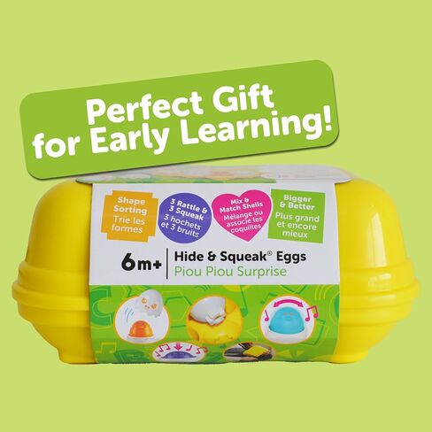 TOMY Toomies Hide & Squeak Eggs Toddler Toys - Matching and Sorting Games - Toddler Sensory Toys for Hand Eye Coordination and Color Recognition - Ages 6 Months and Up in Kuwait