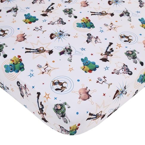 Disney Toy Story It's Play Time Blue, Green, Red, and Yellow, Woody and Buzz 4 Piece Toddler Bed Set - Comforter, Fitted Bottom Sheet, Flat Top Sheet, and Reversible Pillowcase in Kuwait
