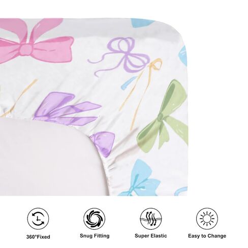 Spring Pastel Bows Fitted Baby Crib Sheets for Boys Girls 52"x28" Easter Bows Crib Mattress Covers Nursery Soft Breathable Colorful Bows Baby Sheets for Standard Crib and Toddler Bed Mattresses in Kuwait