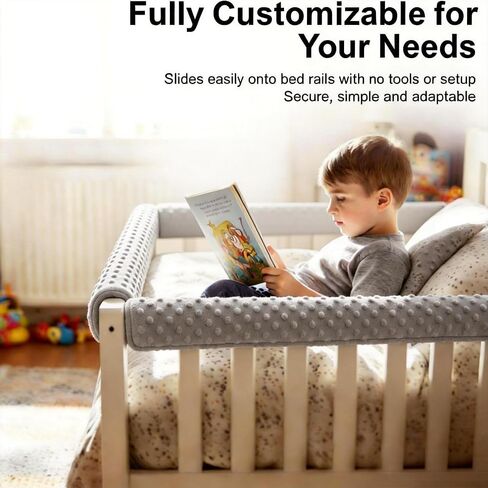 Toddlers' Bed Rail Protector, Children's Bed Guardrail Padding-Easy to Install,Enhanced Safety Mostly FitFits Floor, Bunk & Loft (Gray, 3PC) in Kuwait